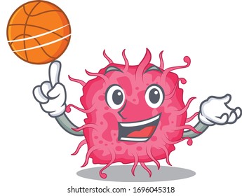 Gorgeous pathogenic bacteria mascot design style with basketball