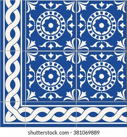 wunderschön   Muster aus bunten, floralen türkischen, marokkanischen, portugiesischen Azulejo-Fliesen und Grenze, Ziergegenstände.  Islamische Kunst.