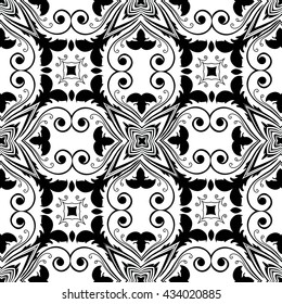 Gorgeous pattern, ornament. Hand-painted. Islam, Arabic, Indian. Abstract flower with hearts. Decorative elements for design of walls, floors, packaging. Template. Design.