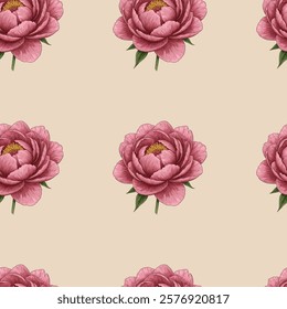 Gorgeous peony flower vector pattern, flower vector for illustrations, fashion print, suitable for printing on bedding and more. Floral pattern. Spring pattern