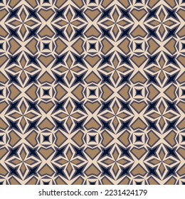 Gorgeous polygonal seamless pattern.  Overlapping art forms, stripes, polygons, segments are grouped and arranged in a certain order. Vector. 