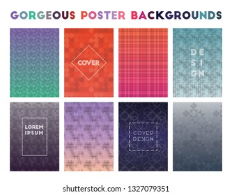 Gorgeous Poster Backgrounds. Alive geometric patterns, fetching vector illustration.