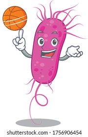 Gorgeous pseudomoa bacteria mascot design style with basketball