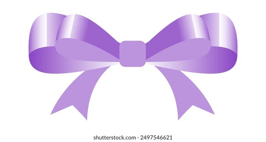 Gorgeous Purple Ribbon Bow Vector Illustration.
