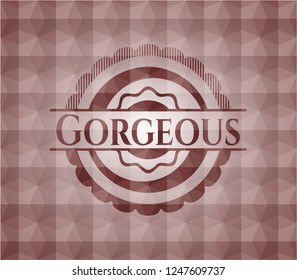 Gorgeous red emblem with geometric pattern background. Seamless.