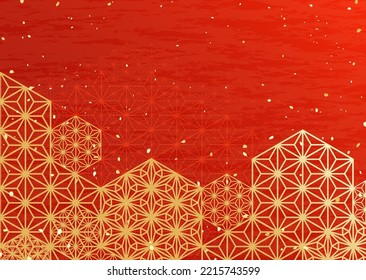 Gorgeous red Japanese style traditional pattern illustration suitable for New Year's background