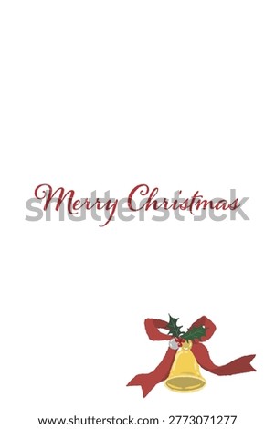 Gorgeous red ribbon bell and pinecone corner decoration portrait Christmas card template