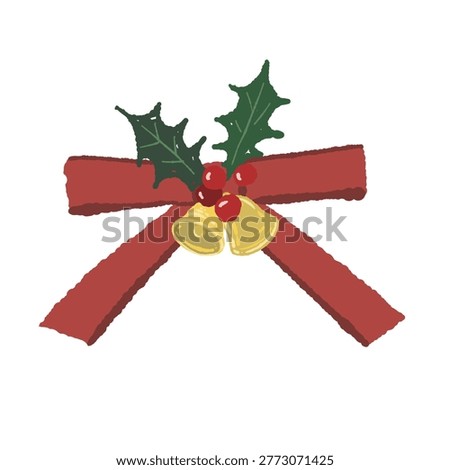Gorgeous red ribbon and bell single object illustration transparent background