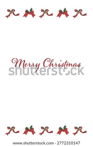 Gorgeous red ribbon bottom border portrait Christmas card template