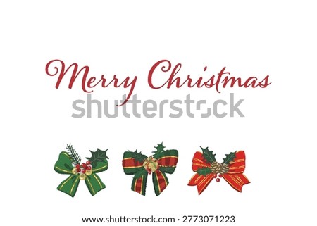 Gorgeous red ribbon bottom border landscape Christmas card template 2