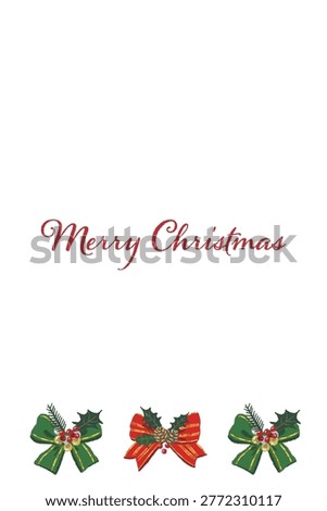Gorgeous red ribbon corner decoration portrait Christmas card template 3
