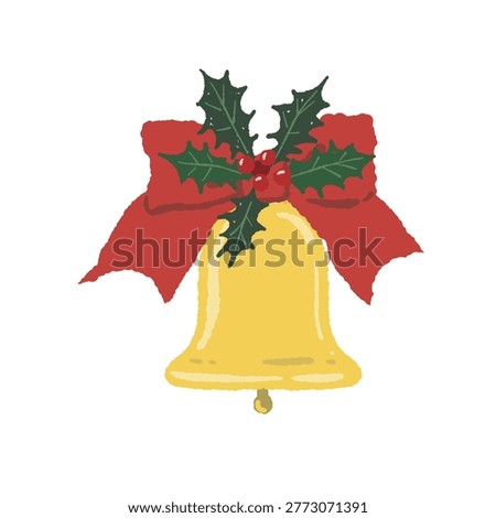 Gorgeous red ribbon and simple bell single object illustration transparent