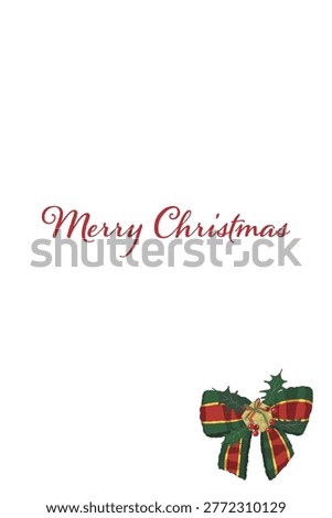 Gorgeous red striped ribbon bottom border portrait Christmas card template