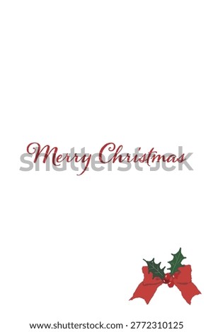 Gorgeous red striped ribbon corner decoration portrait Christmas card template