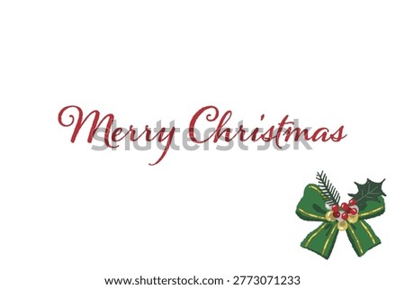 Gorgeous red striped ribbon corner decoration landscape Christmas card template