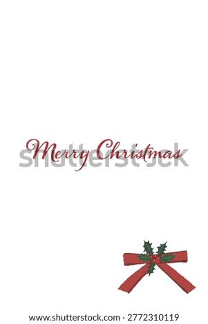 Gorgeous red thin ribbon corner decoration portrait Christmas card template
