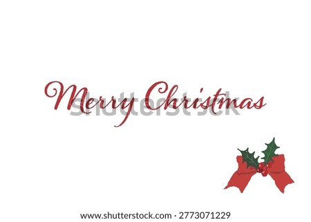 Gorgeous red thin ribbon corner decoration landscape Christmas card template