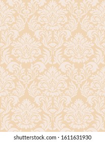 Gorgeous and retro design damask pattern background material, yellow, graphic material, vector data