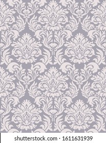 Gorgeous and retro design damask pattern background material, gray system, graphic material, vector data