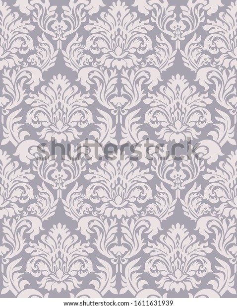 Gorgeous and retro design damask pattern background material, gray system, graphic material, vector data