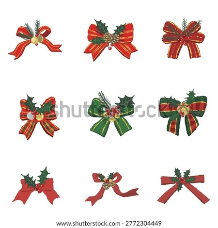 Gorgeous ribbon assorted illustration set transparent background
