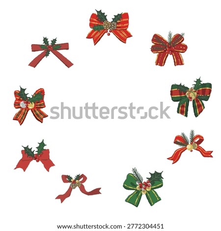 Gorgeous ribbon wreath round frame illustration transparent background