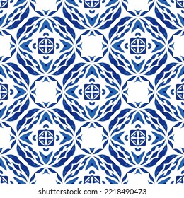 Gorgeous seamless mediterranean tile background vector seamless pattern. Decoartive mosaic ceramic design azulejo