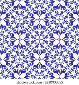 Gorgeous seamless mediterranean tile background vector seamless pattern. Decoartive Portu mosaic ceramic design. The tiles can be laid on floors, walls, terraces, tables.