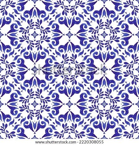 Gorgeous seamless mediterranean tile background vector seamless pattern. Decoartive Portu mosaic ceramic design. The tiles can be laid on floors, walls, terraces, tables.