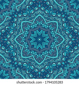 Gorgeous seamless patchwork mandala  ornamental pattern. Snowflake or star lace seamless pattern