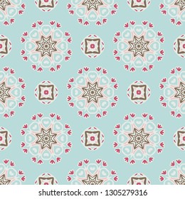 Gorgeous seamless patchwork pattern from blue and white oriental tiles, ornaments. Can be used for wallpaper, backgrounds, decoration for your design, ceramic, page fill and more