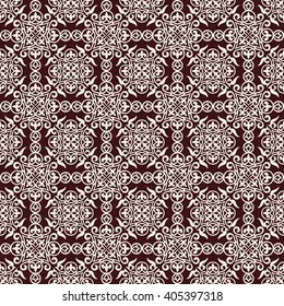 Gorgeous seamless patchwork pattern from brown and beige Moroccan tiles, ornaments. Can be used for wallpaper, pattern fills, web page background,surface textures.