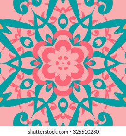 Gorgeous seamless patchwork pattern. Colorful floral ornament tiles. For different design uses, as wallpaper, pattern fills, web page background, surface textures for print and dalle production.