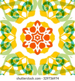Gorgeous seamless patchwork pattern. Colorful floral ornament tiles. For different design uses, as wallpaper, pattern fills, web page background, surface textures for print and dalle production.