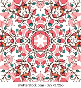 Gorgeous seamless patchwork pattern. Colorful floral ornament tiles. For different design uses, as wallpaper, pattern fills, web page background, surface textures for print and dalle production.