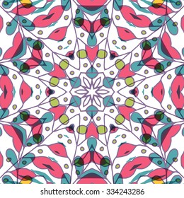 Gorgeous seamless patchwork pattern. Colorful floral ornament tiles. For different design uses, as wallpaper, pattern fills, web page background, surface textures for print and dalle production.