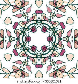 Gorgeous seamless patchwork pattern. Colorful floral ornament tiles. For different design uses, as wallpaper, pattern fills, web page background, surface textures for print and dalle production.