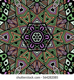 Gorgeous seamless patchwork pattern. Colorful floral ornament tile. For different design uses, as wallpaper, pattern fills, web page background, surface textures for print and dalle production.