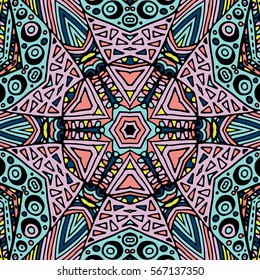 Gorgeous seamless patchwork pattern. Colorful floral ornament tile. For different design uses, as wallpaper, pattern fills, web page background, surface textures for print and dalle production.