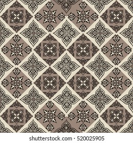 Gorgeous seamless patchwork pattern from tiles. Islam, Arabic, Indian, ottoman motifs. Perfect for printing on wallpaper, fabric, paper. Hand drawn gold patterns