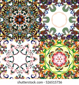 Gorgeous seamless patchwork patterns. Colorful floral ornament tiles. For different design uses, as wallpaper, pattern fills, web page background, surface textures for print and dalle production.