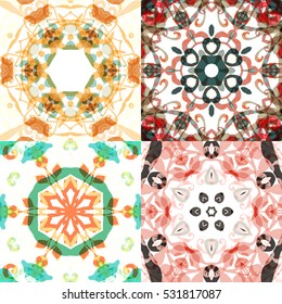 Gorgeous seamless patchwork patterns. Colorful floral ornament tiles. For different design uses, as wallpaper, pattern fills, web page background, surface textures for print and dalle production.