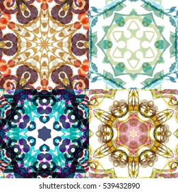 Gorgeous seamless patchwork patterns. Colorful floral ornament tiles. For different design uses, as wallpaper, pattern fills, web page background, surface textures for print and dalle production.