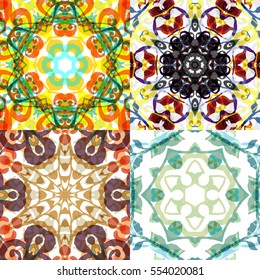 Gorgeous seamless patchwork patterns. Colorful floral ornament tiles. For different design uses, as wallpaper, pattern fills, web page background, surface textures for print and dalle production.