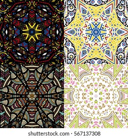 Gorgeous seamless patchwork patterns. Colorful floral ornament tiles. For different design uses, for print and dalle.