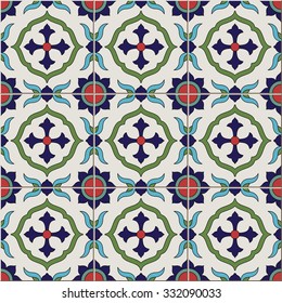 Gorgeous seamless  pattern from colorful floral Moroccan, Portuguese  tiles, Azulejo, ornaments. Can be used for wallpaper, pattern fills, web page background,surface textures. 