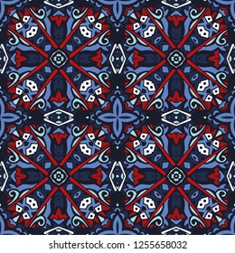 Gorgeous seamless pattern from colorful Moroccan, Portuguese tiles, Azulejo, ornaments. Can be used for wallpaper, pattern fills, web page background,surface textures.