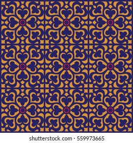 Gorgeous seamless pattern from colorful Moroccan, Portuguese tiles, ornaments. Can be used for wallpaper, pattern fills, background,surface textures.
