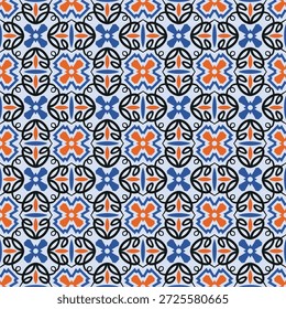 Gorgeous seamless pattern with curled shapes. Overlapping art forms, stripes, polygons, segments are grouped and arranged in a certain order. Vector. 