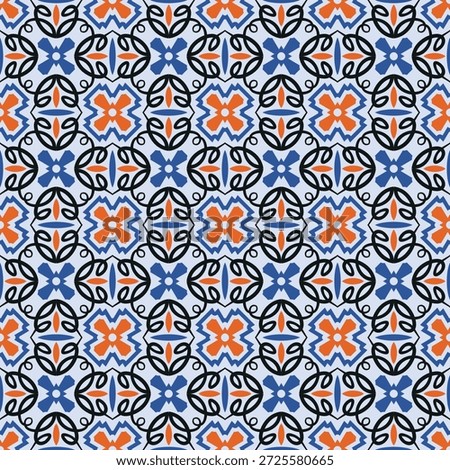 Gorgeous seamless pattern with curled shapes. Overlapping art forms, stripes, polygons, segments are grouped and arranged in a certain order. Vector. 